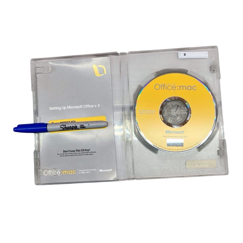 Microsoft Office v.X for Mac OS X Software Disc CD & Product Key