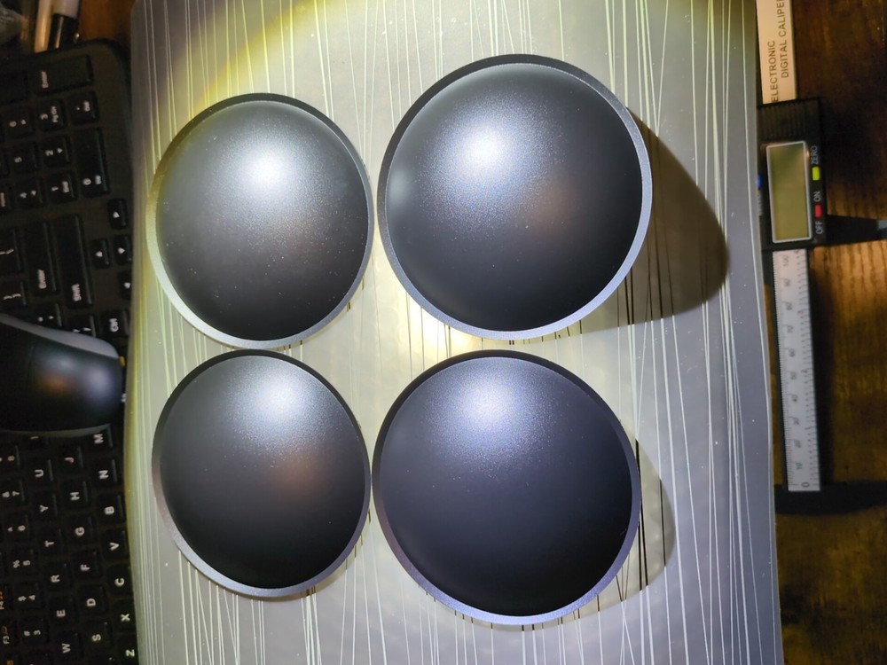 Qty: Four- (90mm) 3.54" 3.5" Speaker Sub Polypropylene Dome Dust Cap Plastic