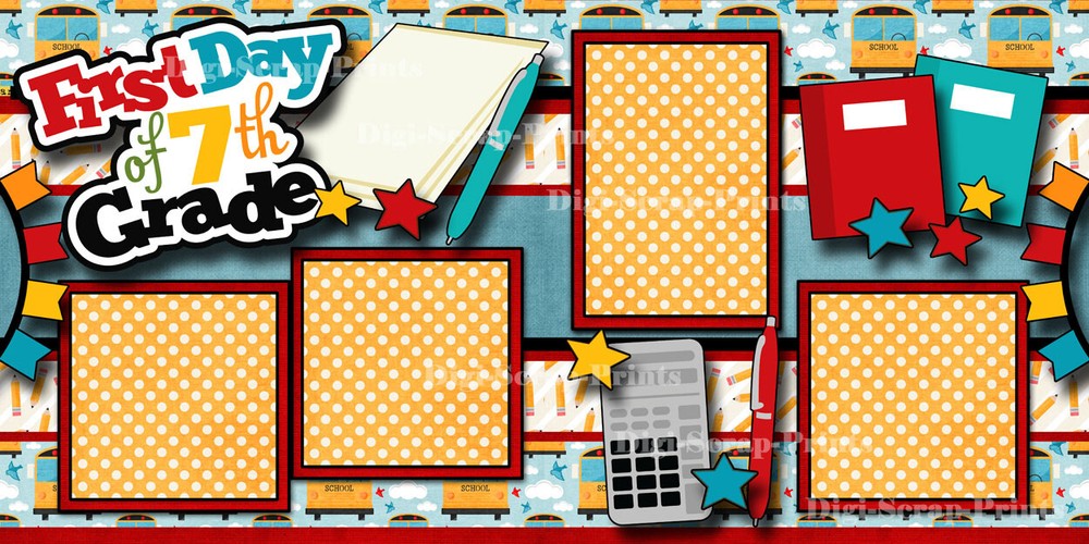 SEVENTH 7th GRADE Middle School premade scrapbook pages printed digiscrap A0369