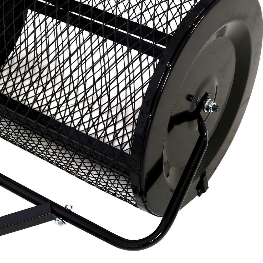 Peat Moss Spreader Metal Mesh Basket with Handle Compost Seeding Spreader Roller