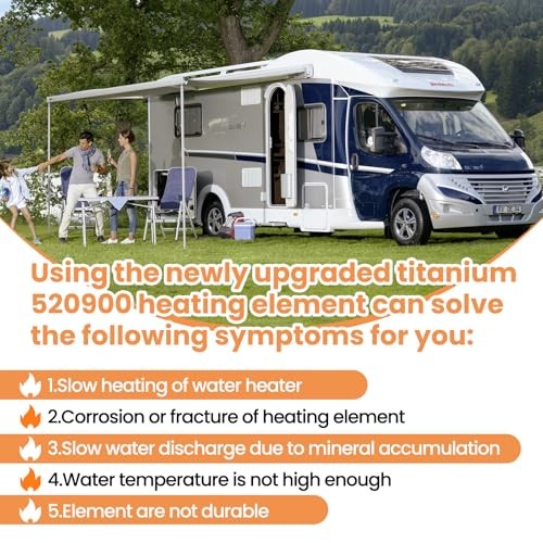 Upgraded Titanium 520900 RV Water Heater Element with Wrench for Suburban SW