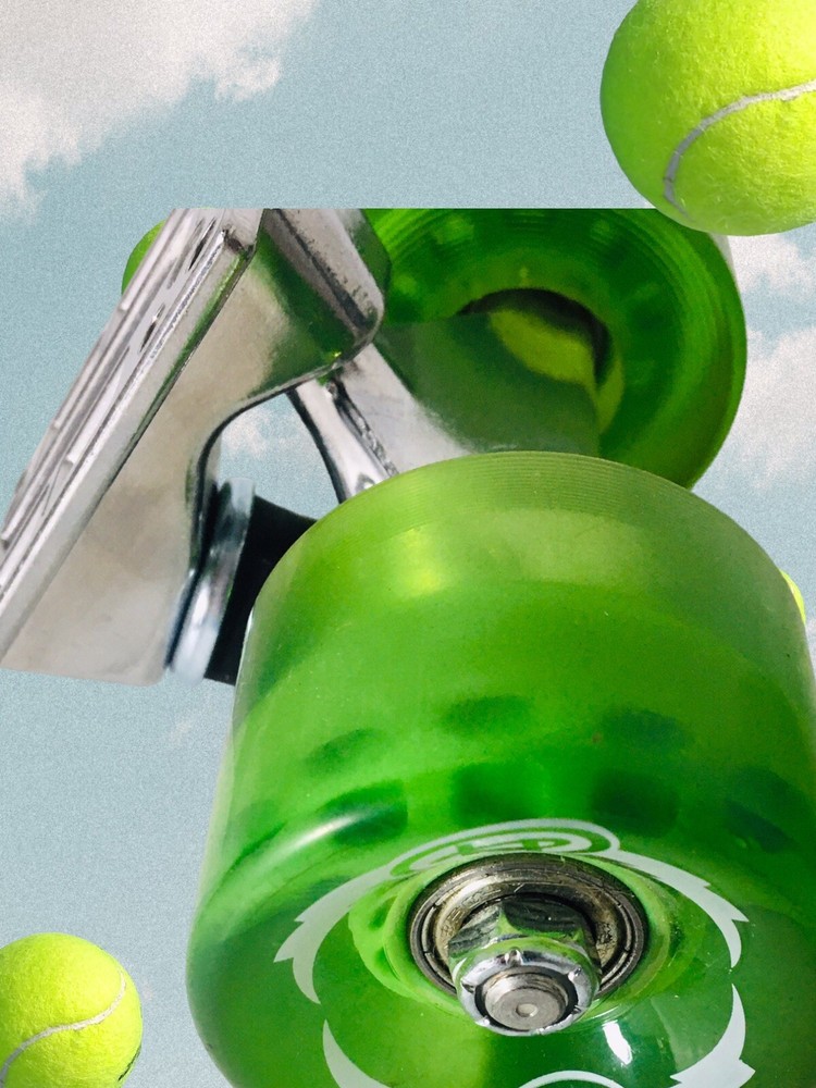 Skateboard Wheels Green Translucent w/Baseplate & Hardware