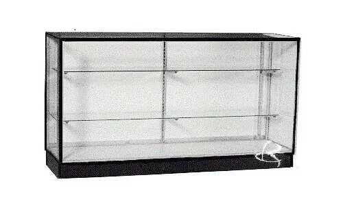Extra Vision Glass Display Showcase with Black Aluminum Frame
