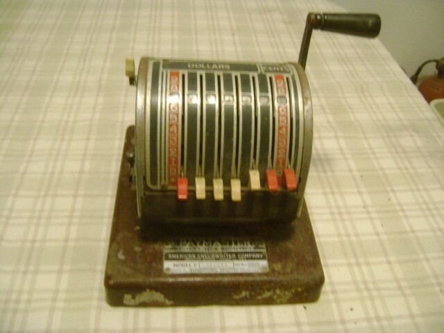 PAYMASTER CHECK WRITER and PROTECTOR MODEL Y