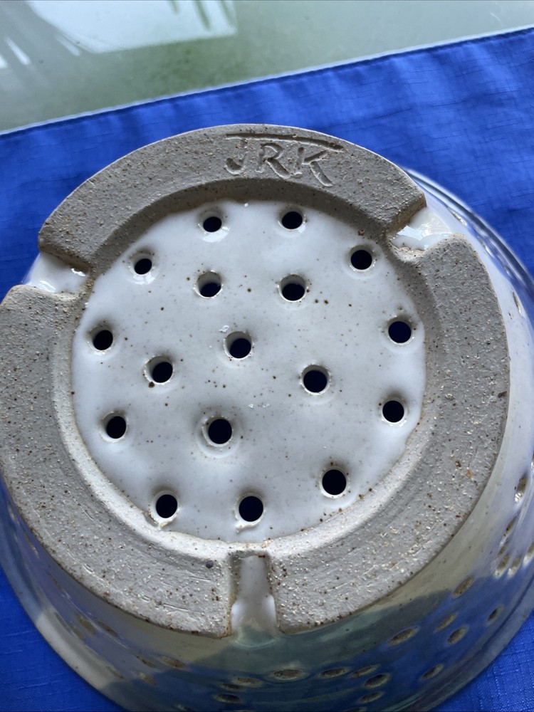 Vintage Drip Glazed Berry Colander Strainer Bowl