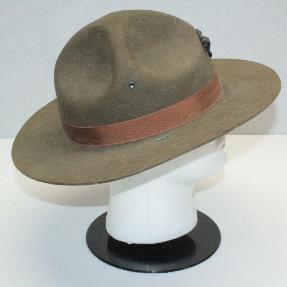 US Army Olive Green Felt Hat Drill Sergeant Instructor A40: Even Size 7⅜