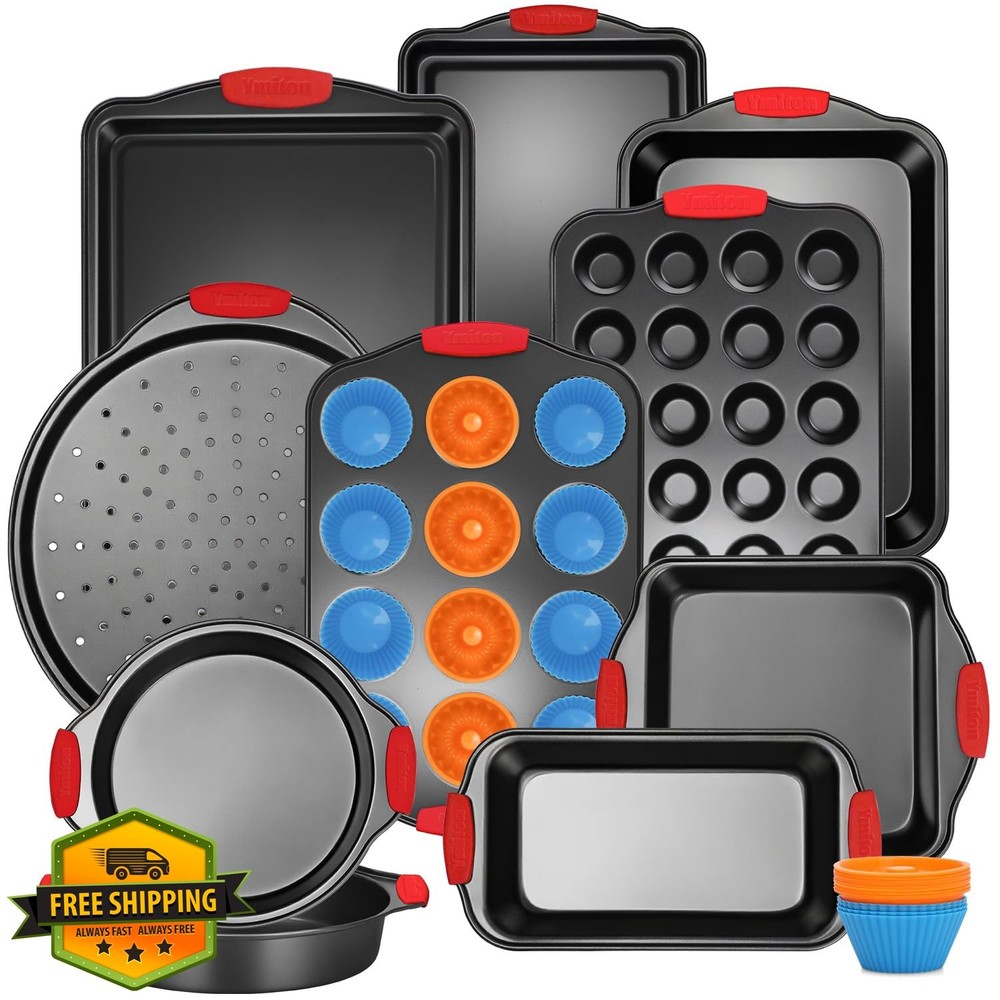 Ymiton 34pc Bakeware Set Nonstick Silicone Handles