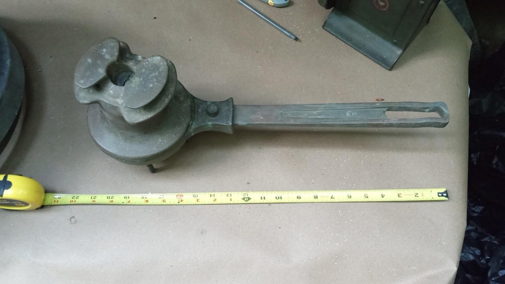 Large Vintage Bronze Bottom Acting, Top Cleating Winch With Crank Handle