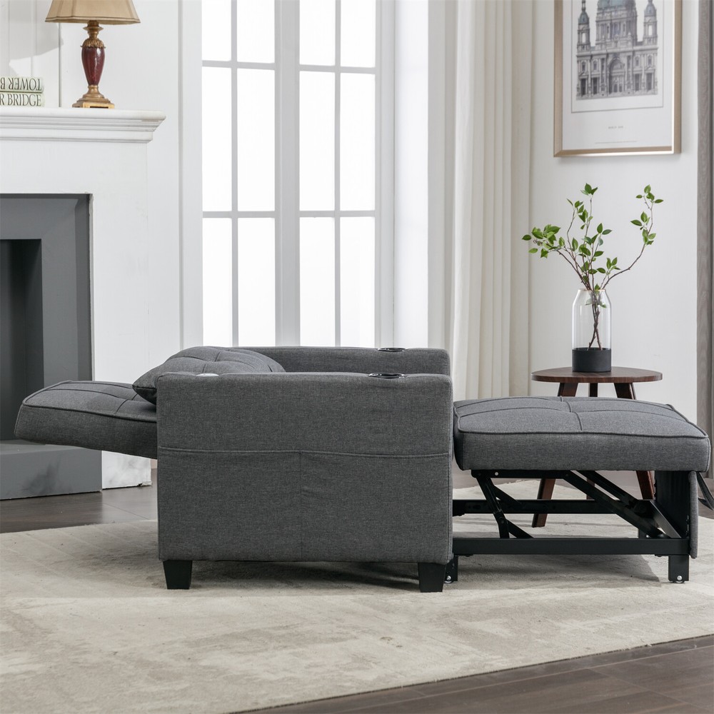 Convertible Sleeper Sofa Bed 3-in-1 Multi-Function Folding Sofa Bed w/ USB Ports