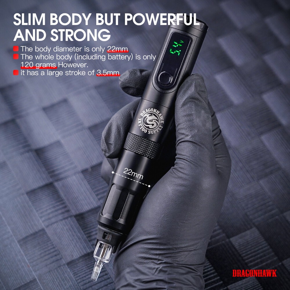 Gravity Induced Voltage Regulator Wireless Tattoo Machine 3.5mm Stroke Pen Kit