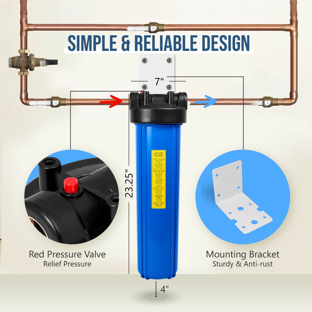 High Capacity Blue Whole House Water Filter System & Granular Carbon Filter