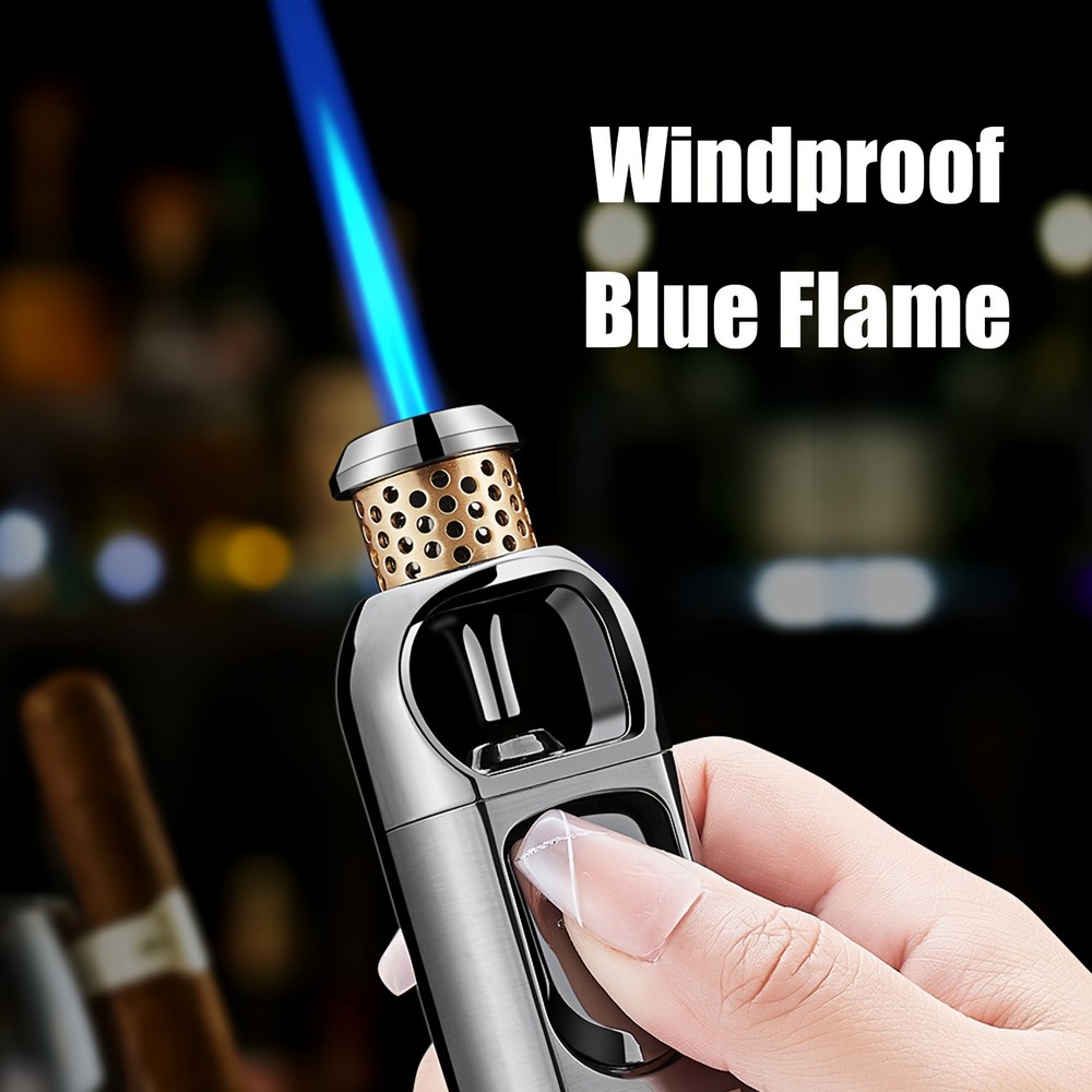 Metal Torch Lighter-Refillable Butane Jet Adjustable Blue Flame Lighter