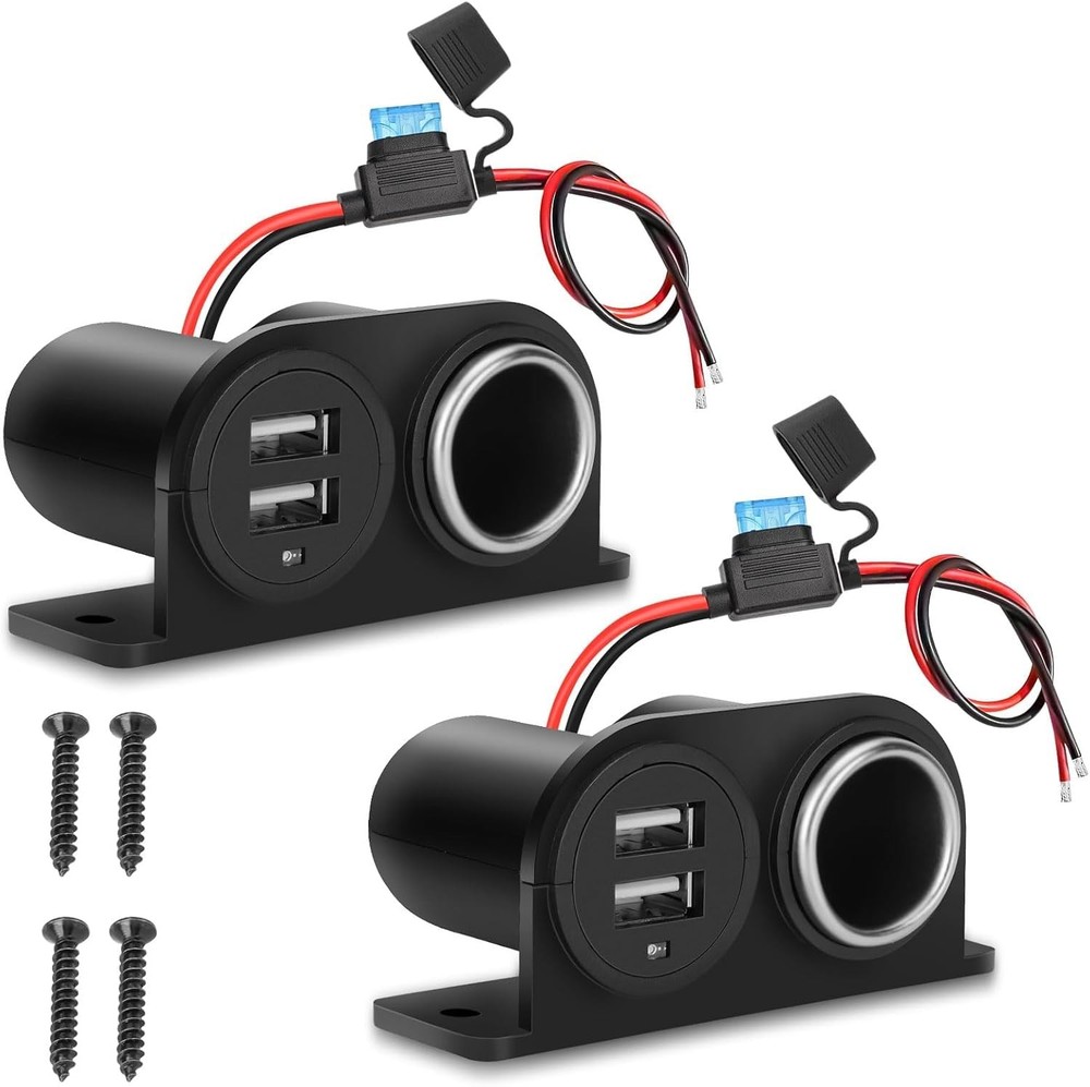 1PCS Dual USB Outlet Cigarette Lighter Socket Splitter with Blade Fuse,
