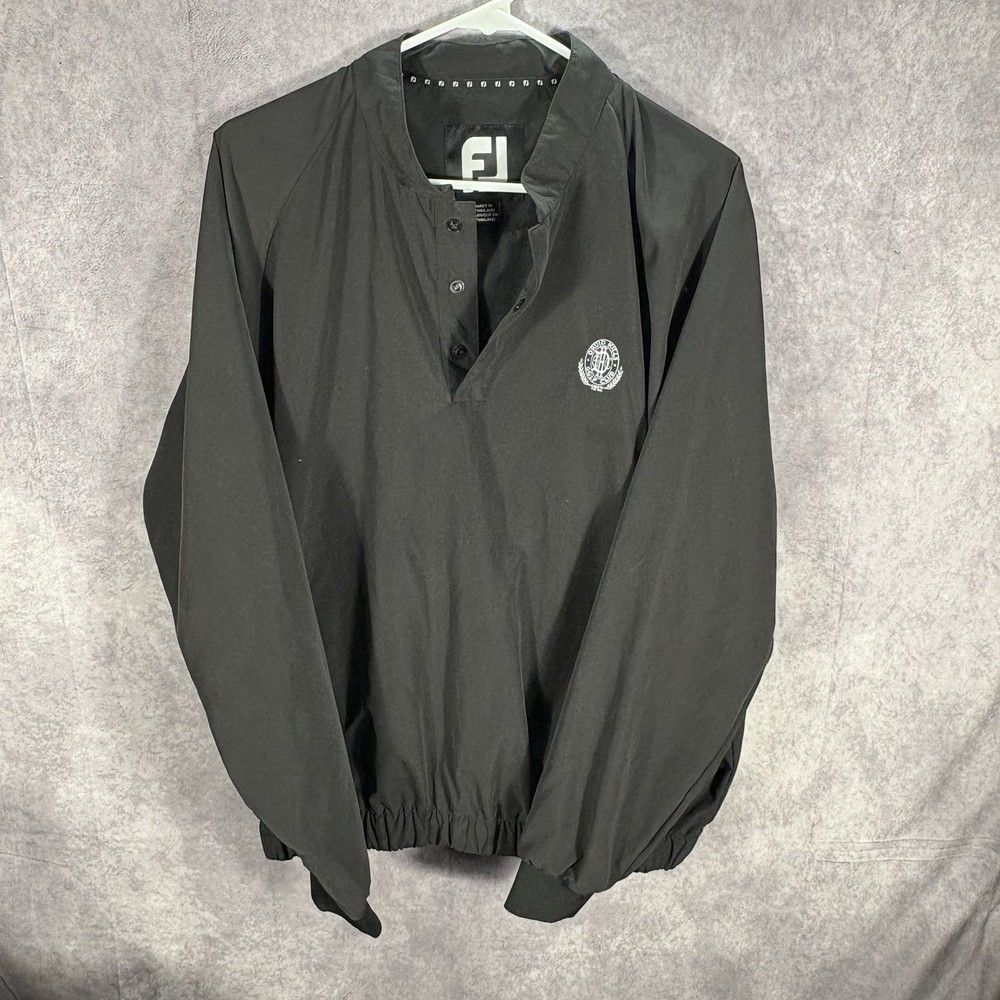 Footjoy Jacket Mens Medium Black Druid Hills Pullover 3/4 Button Long Sleeve