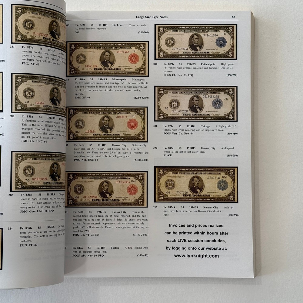 2008 Lyn Knight Catalog National Bank Notes Type Notes Errors Silver Certs 340pg
