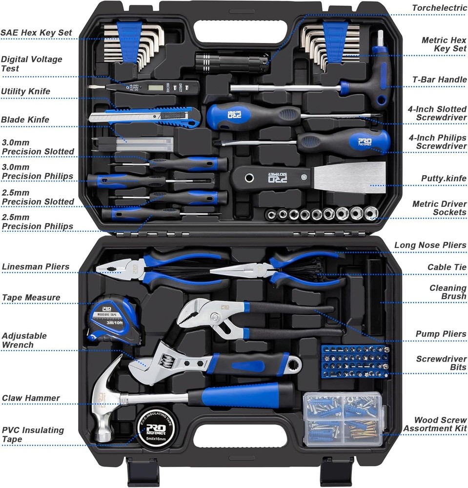 229-Piece Hand Tool Set – Portable Tool Box W/ Essential Household Tools Perfect