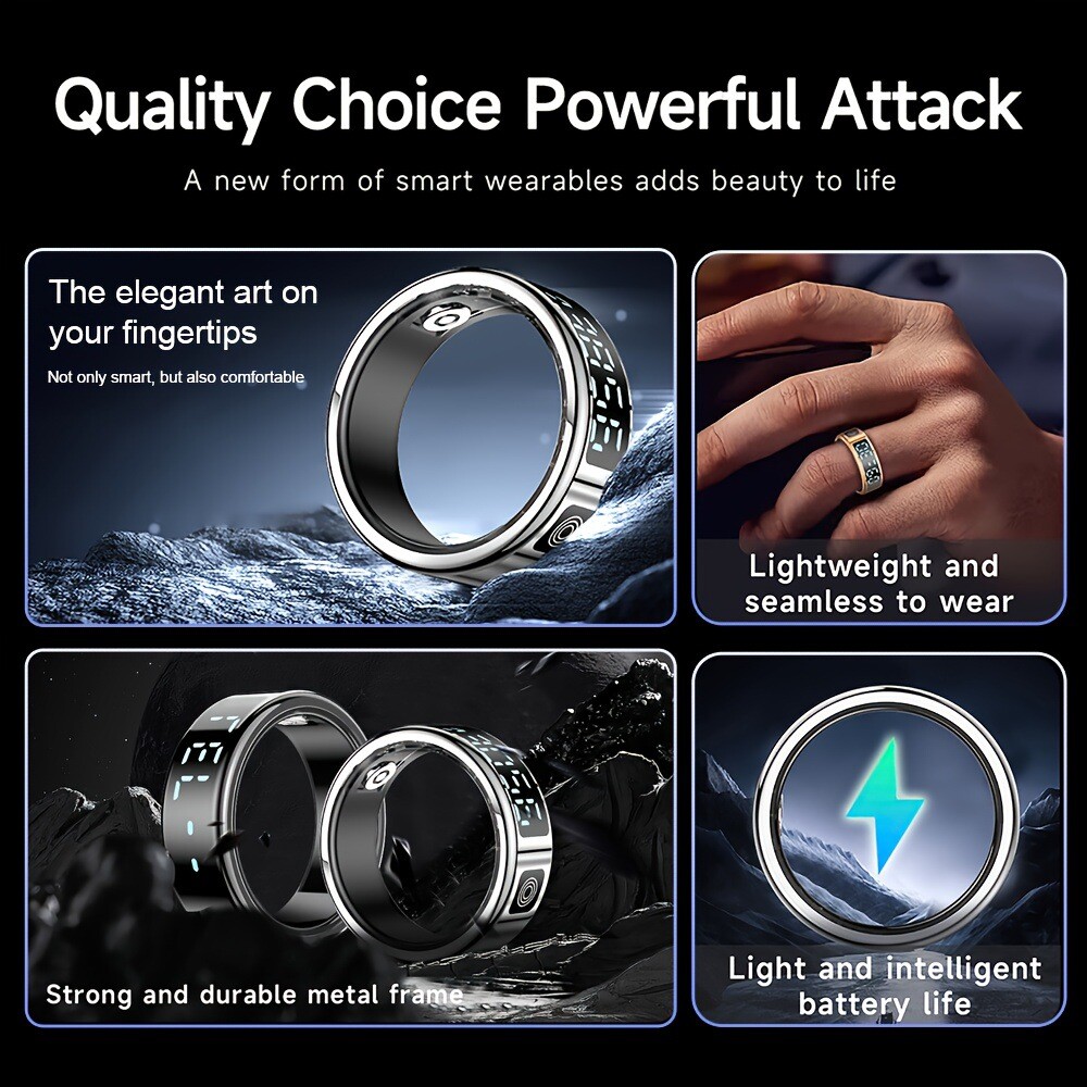 SR08 Mini Smart Ring Display Screen Touch Sensing IP68 HR Blood Oxygen cg