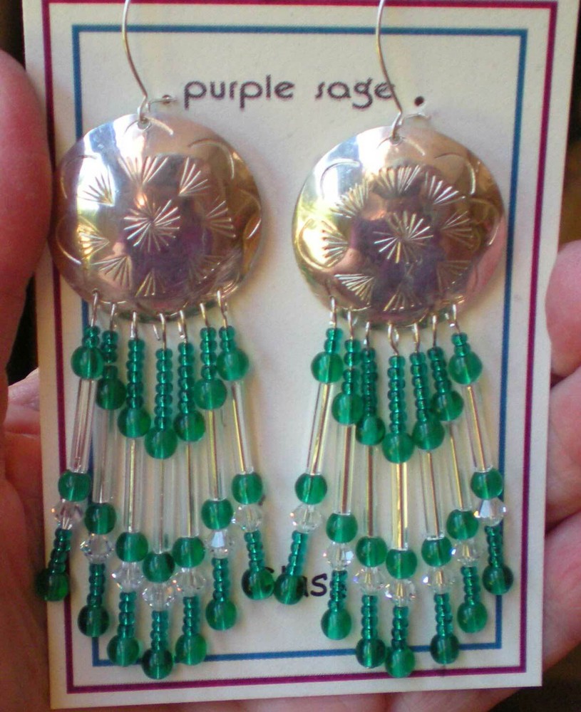 Sterling Silver and Glass & Seed Bead Earrings e104