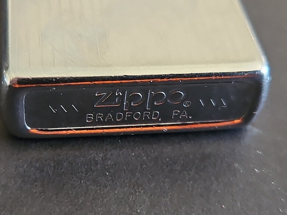 VINTAGE ZIPPO POLISHED CHROME STRIPED REGULAR LIGHTER ENGRAVABLE NON WORKING
