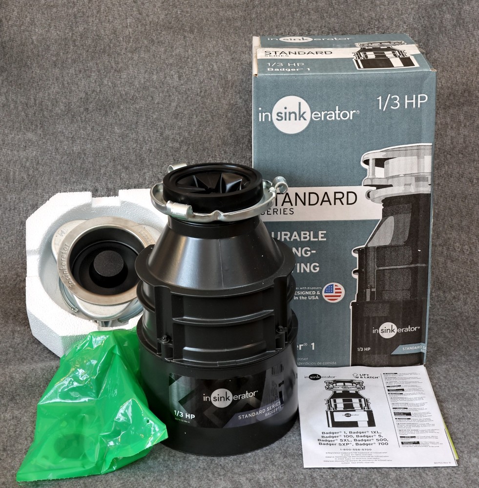 INSINKERATOR BADGER ONE DISPOSAL, 1/3 HORSEPOWER, NEW IN BOX
