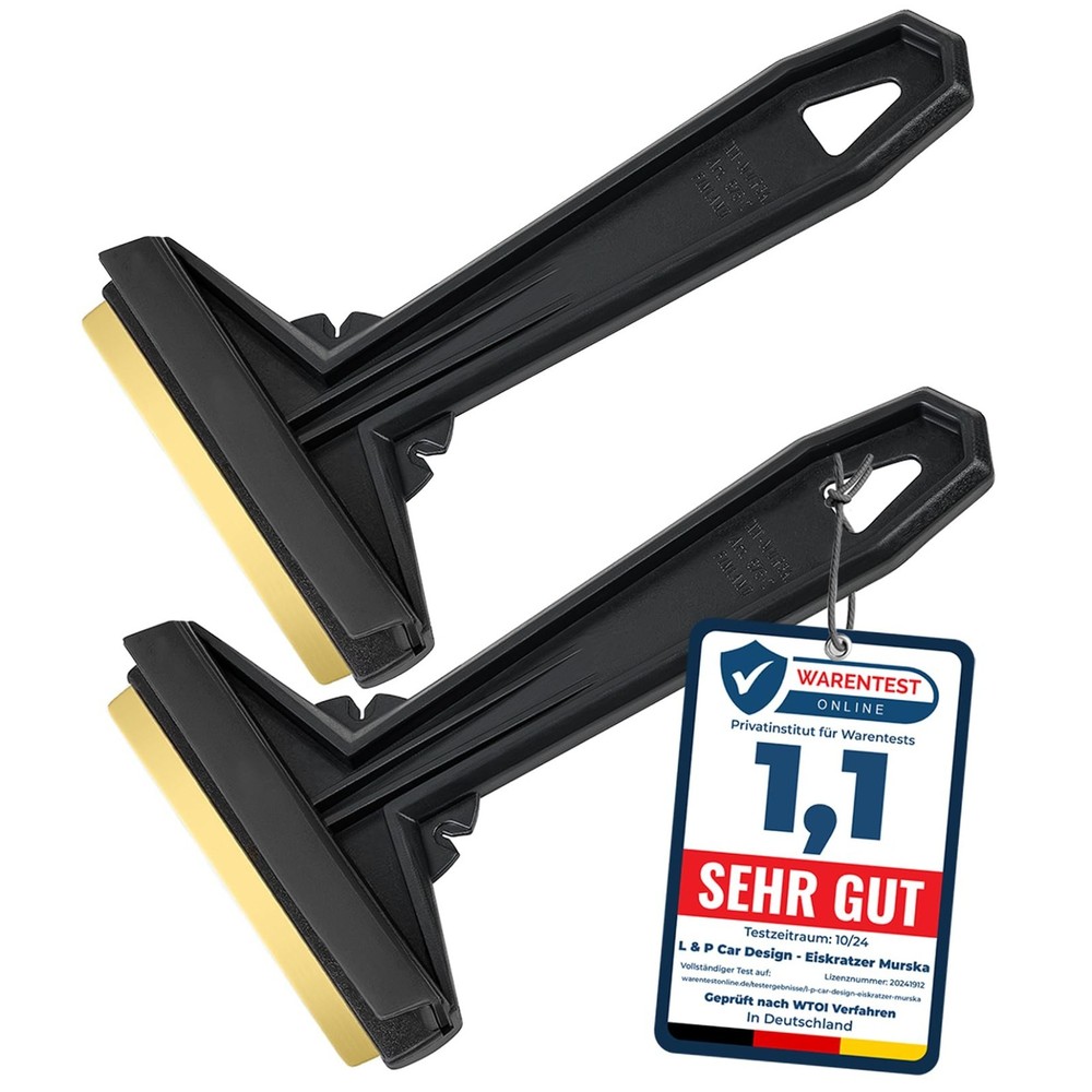 Efficient Brass Blade Car Ice Scraper - 2 Pack Windshield Snow Remover for Winte