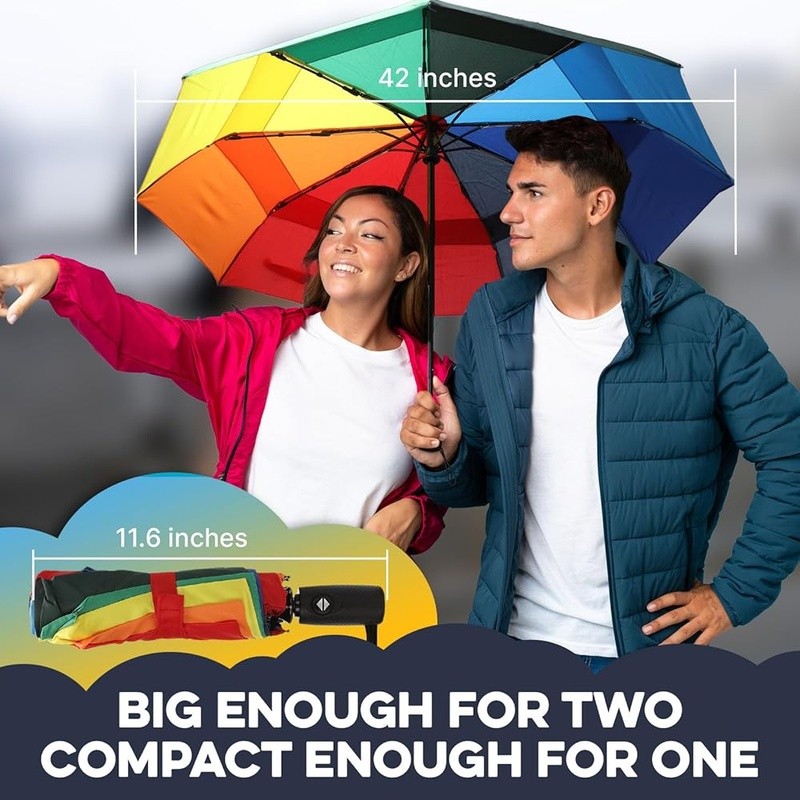 Compact Travel Umbrella Windproof Automatic Open Close Waterproof Durable Design