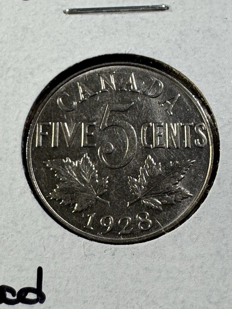 1928 Canada 5 Cents Cleaned