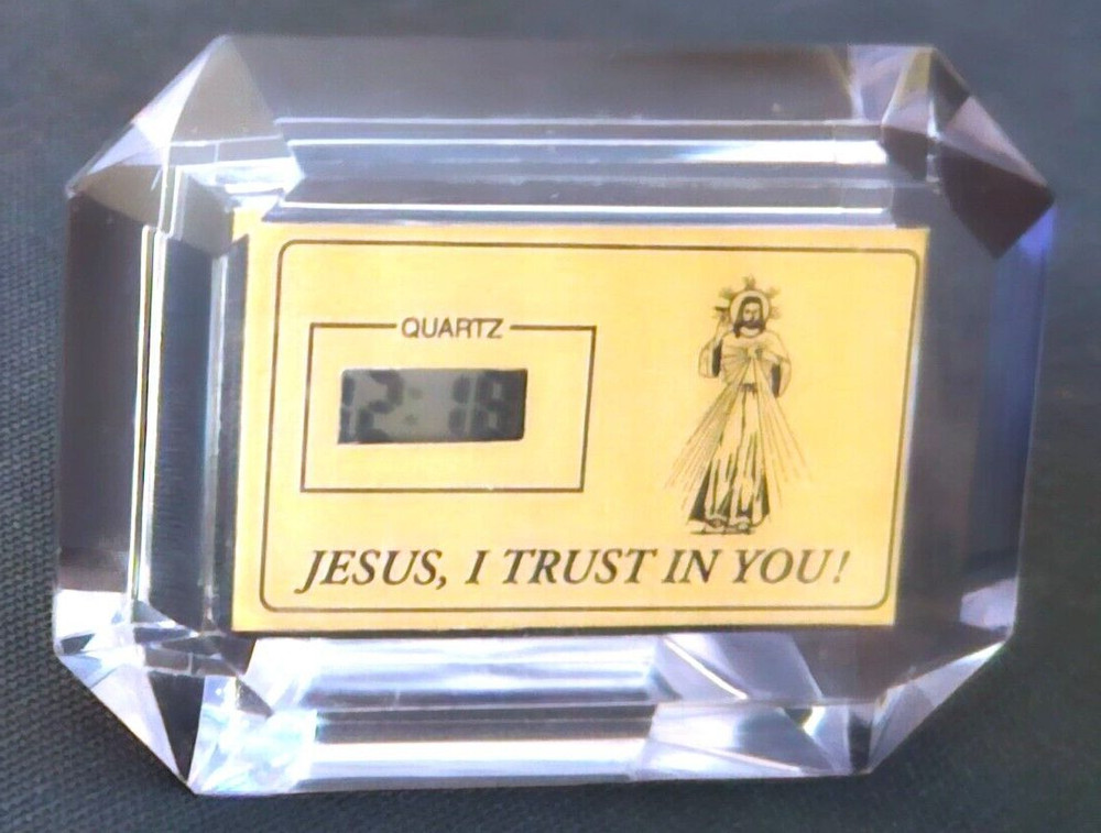 Older Vtg LCD Clock "Jesus, I trust in you"
