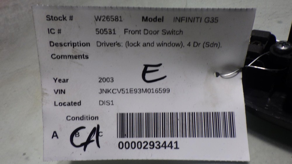 03 INFINITI G35 Front Door Switch