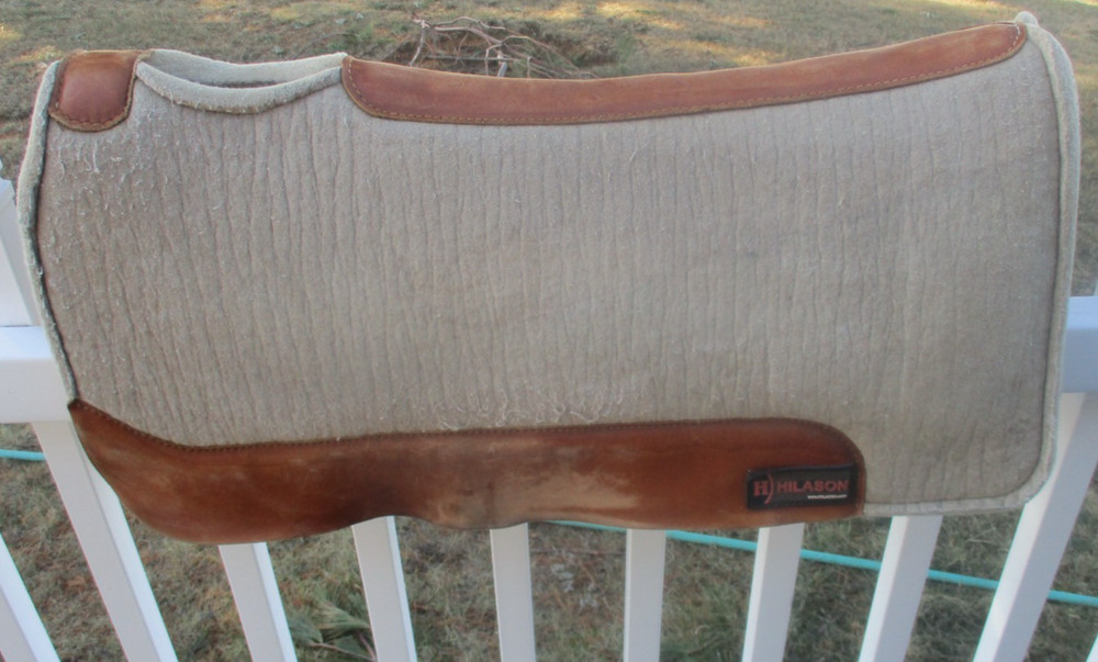 HILASON TAN WESTERN SADDLE PAD WITH LEATHER TRIM
