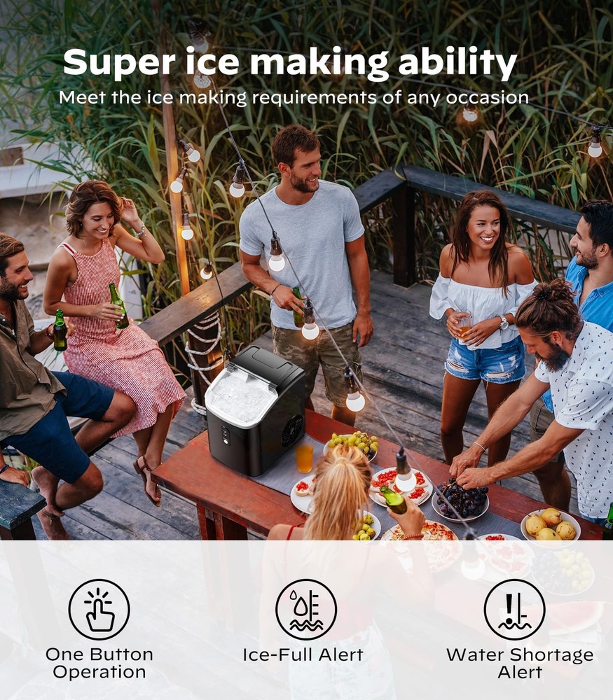 Nugget Ice Maker Countertop, Pellet Ice Machine with Self-Cleaning Function, ...