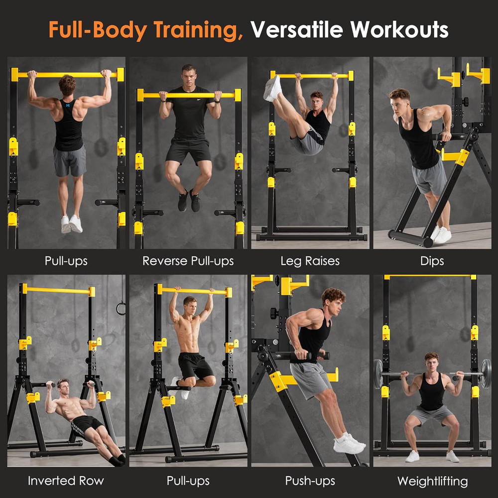 Sogespower Power Tower Pull up Bar Station, Foldable Pull up Dip Station Free St