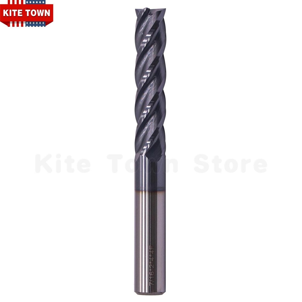 4 Flute 7/16" x 2" x 4" Solid Carbide Long End Mill - AlTiN Coated
