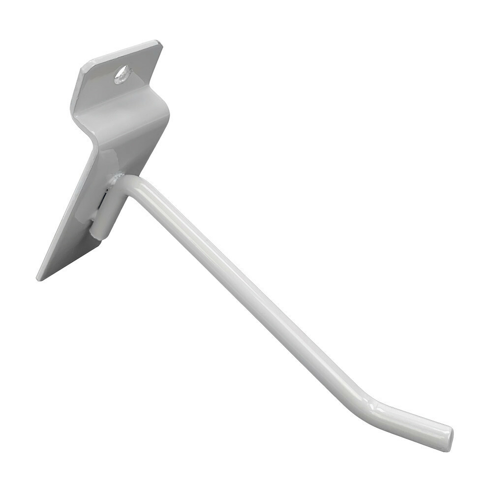 4" Slatwall Hook Panel Display Hooks, 1/4" Thickness Metal,Gloss White - PACK 24