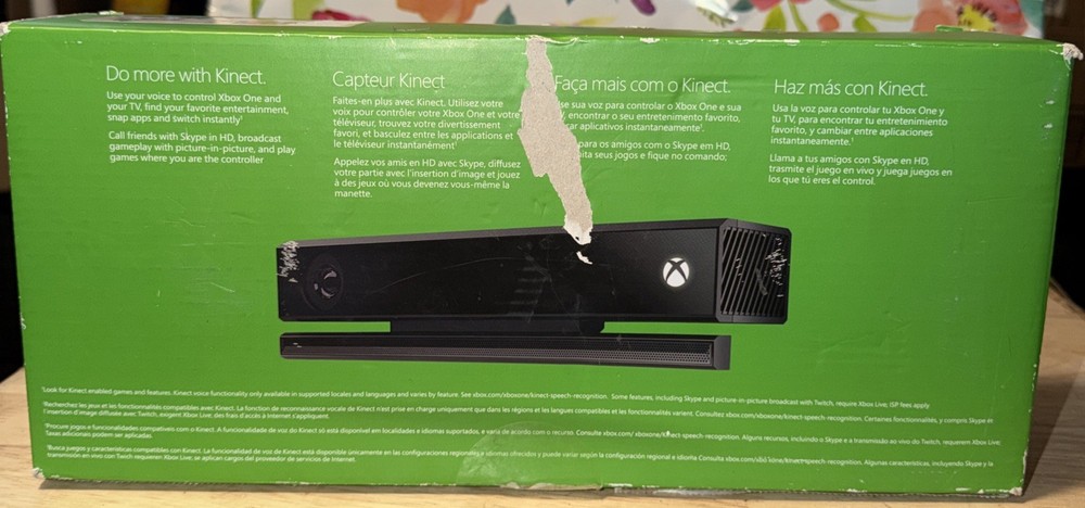 Black Microsoft Xbox One Kinect Sensor Bar With Box Pre-owned. Tested Works!!