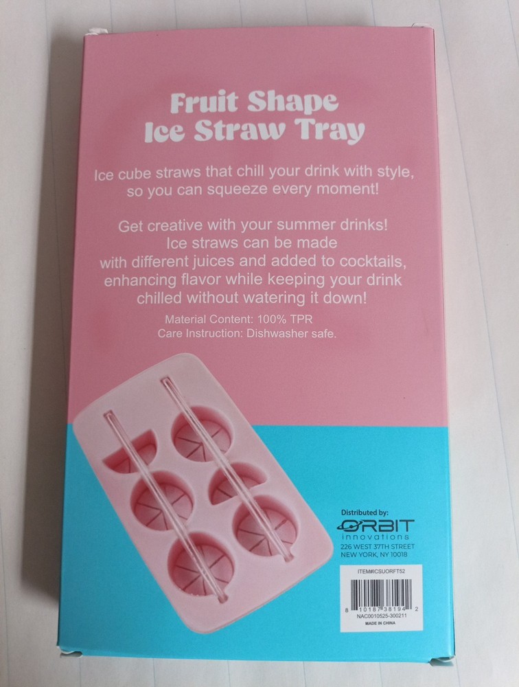 Fruit Shape Ice Straw Citrus Make 2 Straws