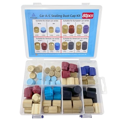 80pcs Car A/C System Valve Core Dust Cap Air Conditioning Service AC System