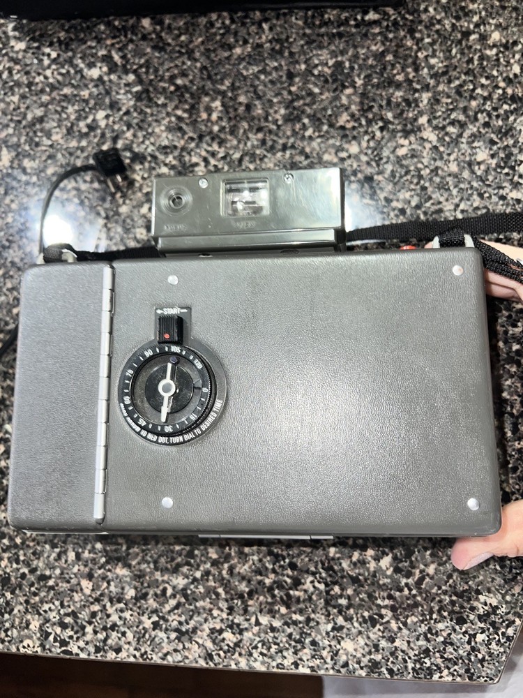 Vintage Polaroid Automatic 330 Land Camera With Case & Manual, Paperwork + Flash