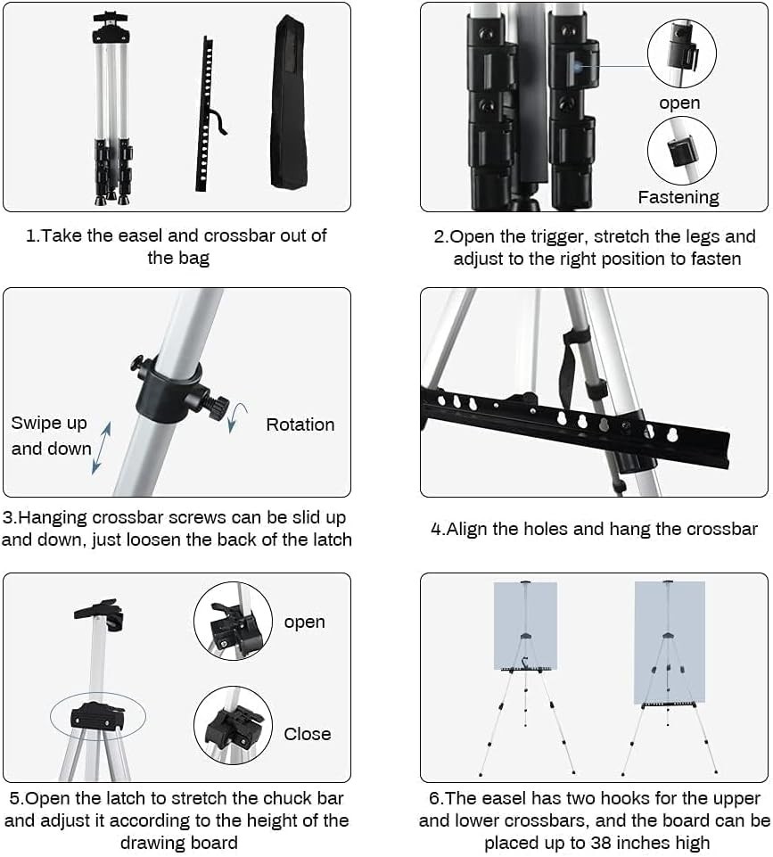 Art Easel Stand Aluminum Portable Adjustable Tripod Canvas Display