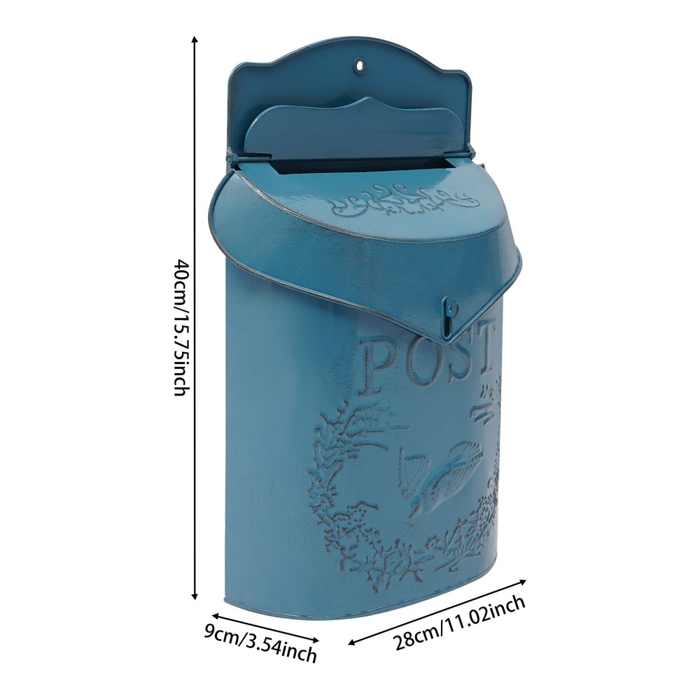 Vintage Rustic Letter Box Post Box Wall Mounted Decorative Metal Mailbox