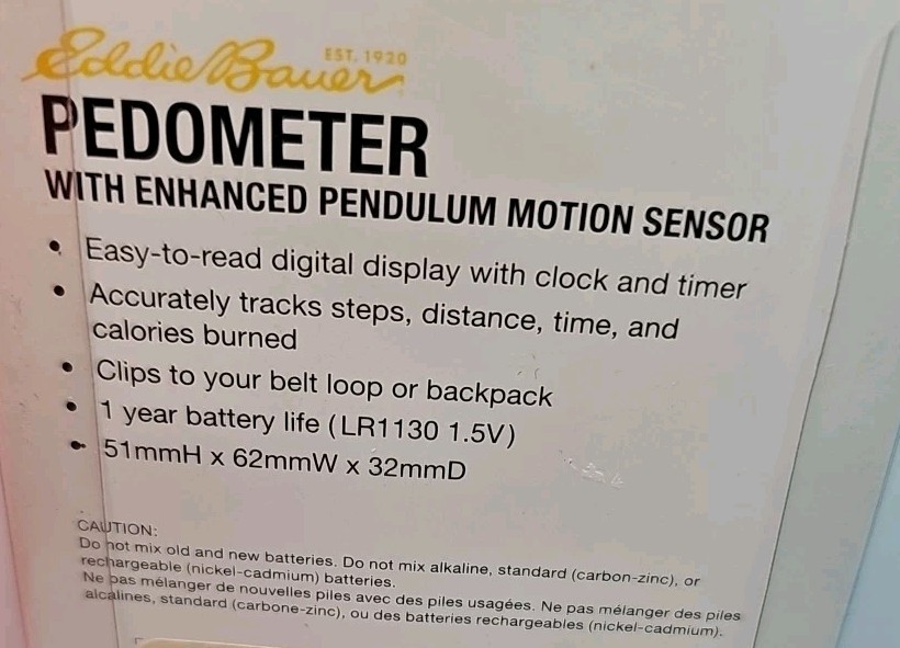 Eddie Bauer Pedometer Digital Step Counter With Enhanced Pendulum Motion Sensor
