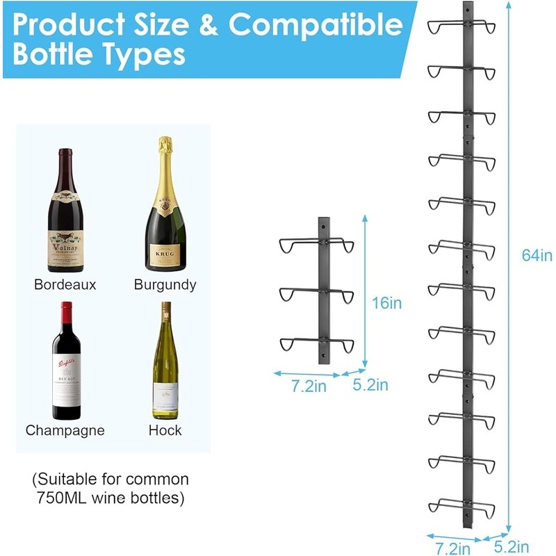 Wall Mounted Wine Rack Sturdy DIY Detachable Storage Organizer Display New