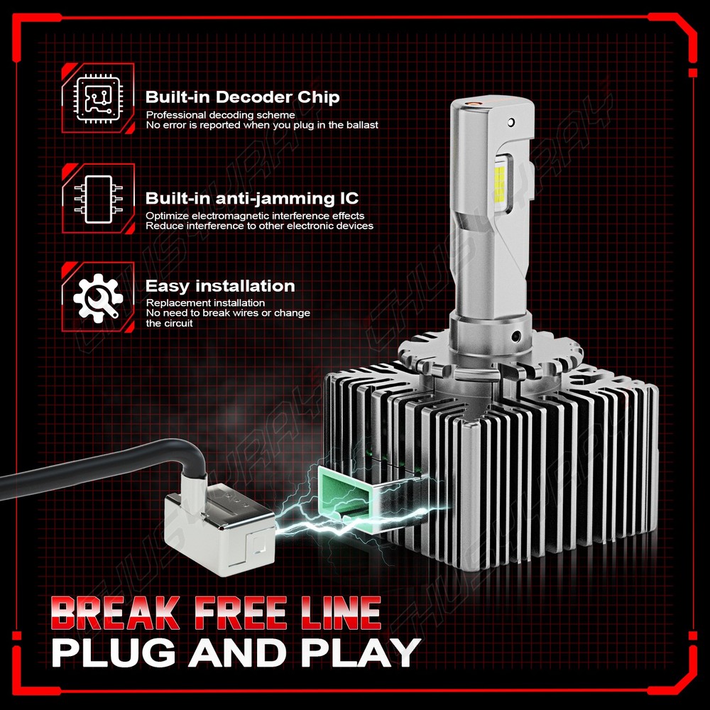 2X LED Headlight Bulbs 200W Replace D3S D3R HID Xenon Super White Conversion Kit