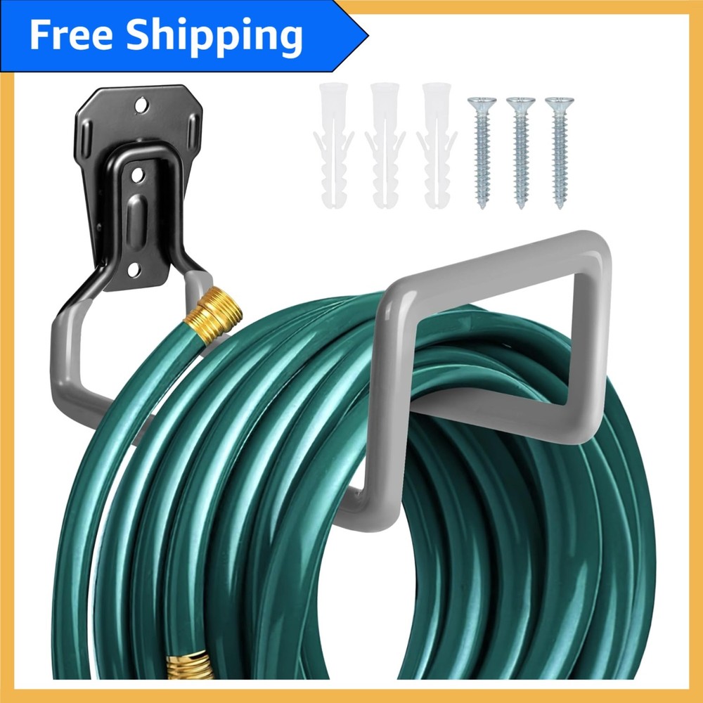 Elegant Wall-Mounted Metal Hose Holder - Efficient Outdoor Storage Solution