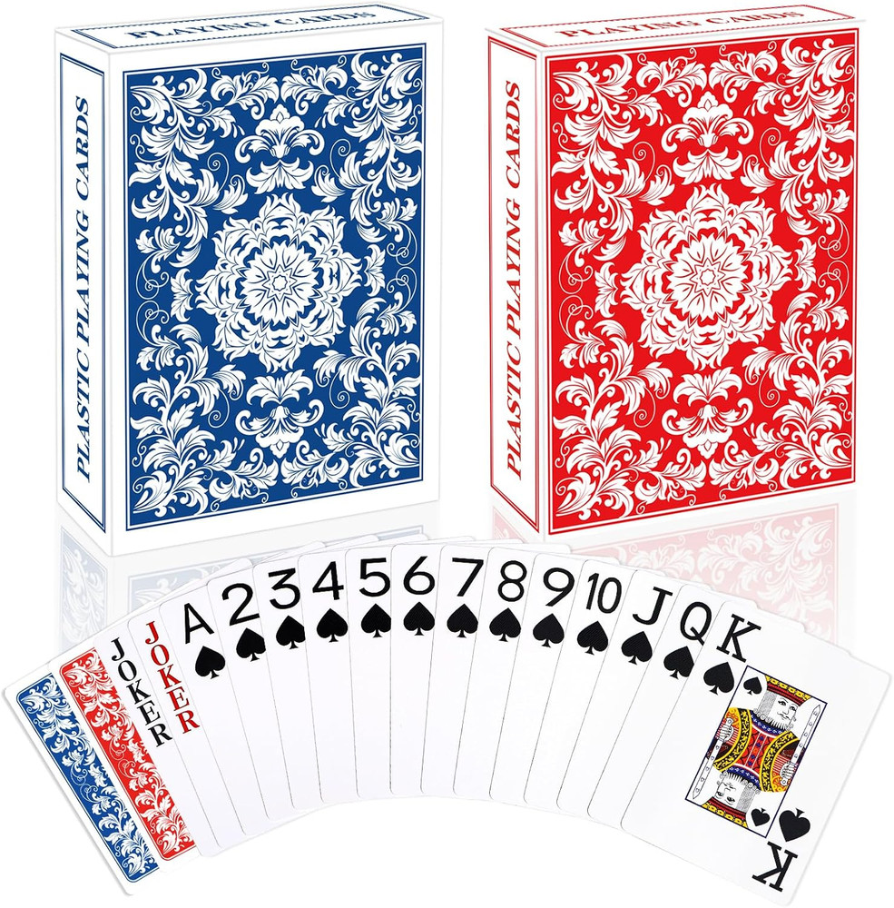 Waterproof Plastic Playing Cards - 2 Pack Large Print