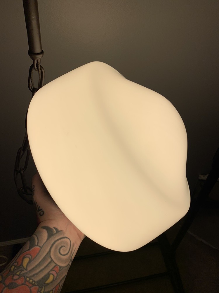 33” Long Antique Pendant Light 12” White Globe Rewired Nice *****