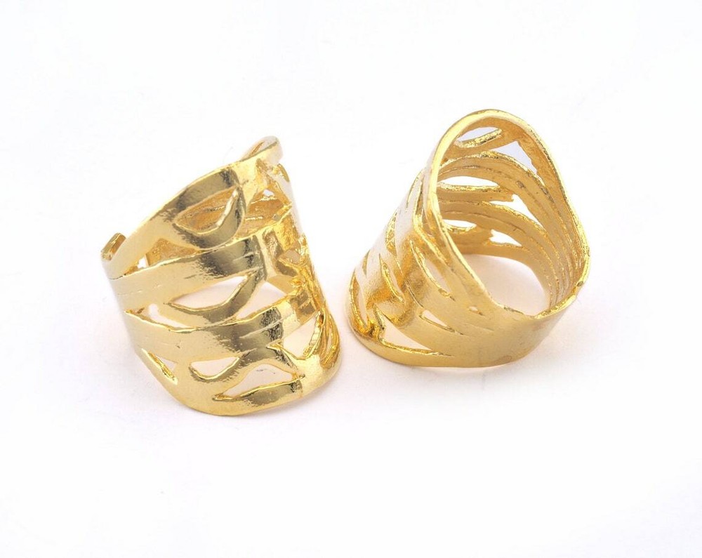 Adjustable Ring Shiny Gold Plated brass (18mm 8US inner size) 2992