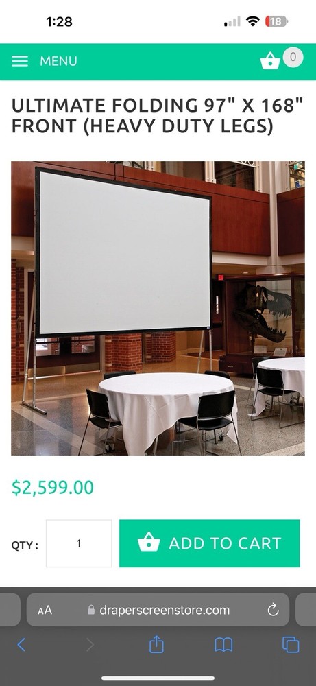 DRAPER PROJECTOR SCREEN UFS 97x168 - FRONT PROJECTION - HD LEGS