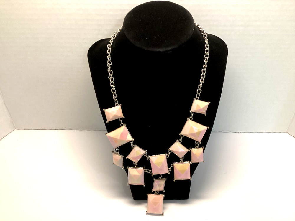 Pink Iridescent Multi-Layer Necklace-Unsigned