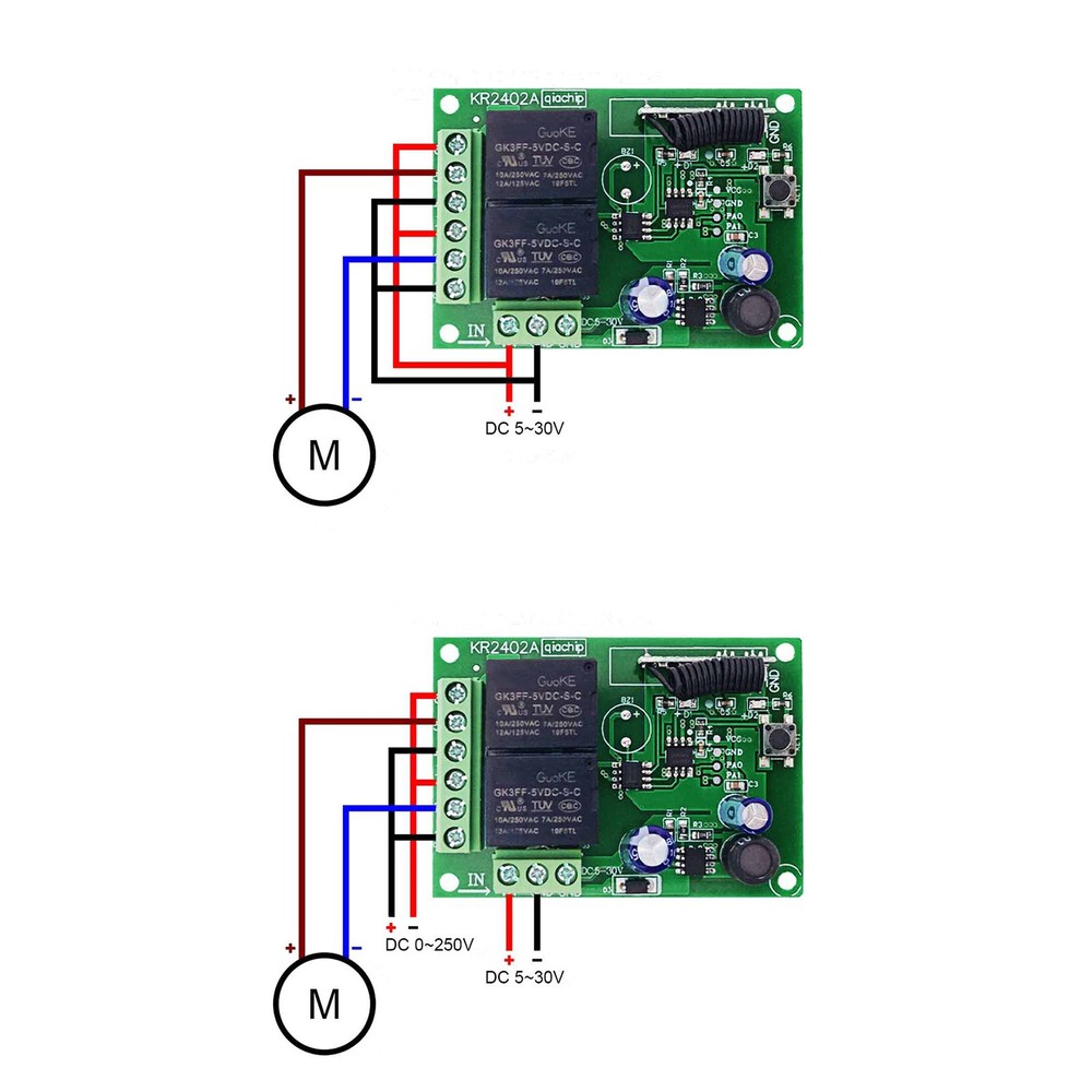 433MHz Universal Wireless Remote Control DC 6V 12V 24V 2CH RF Relay Transmitter